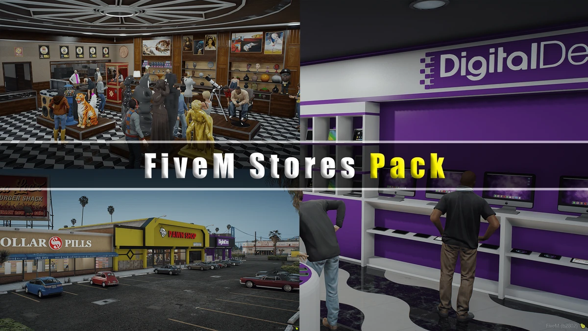 Fully Open Source FiveM Stores Pack – Pawn Shop, Dollar Pills, Digital Den & Taco Farm